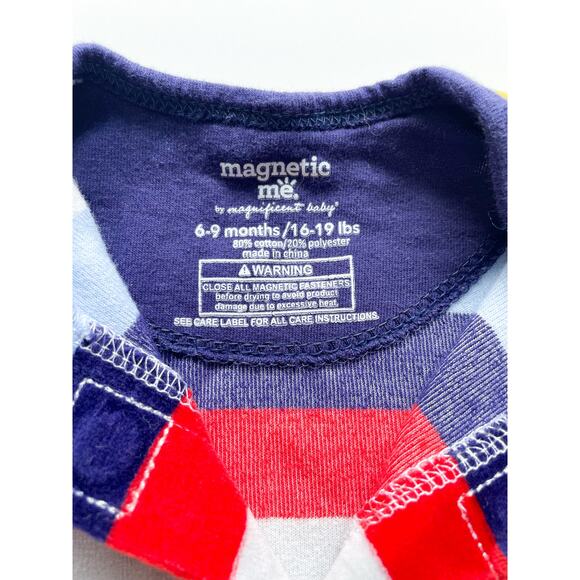 Baby Boy's Magnetic Me Multicolor Striped Velour Sleeper Size 6-9 Months - Picture 2 of 4